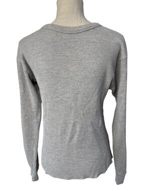 Beverly Hills Polo Club Gray Ribbed Long-Sleeve Shirt Size L Casual Cozy Wear